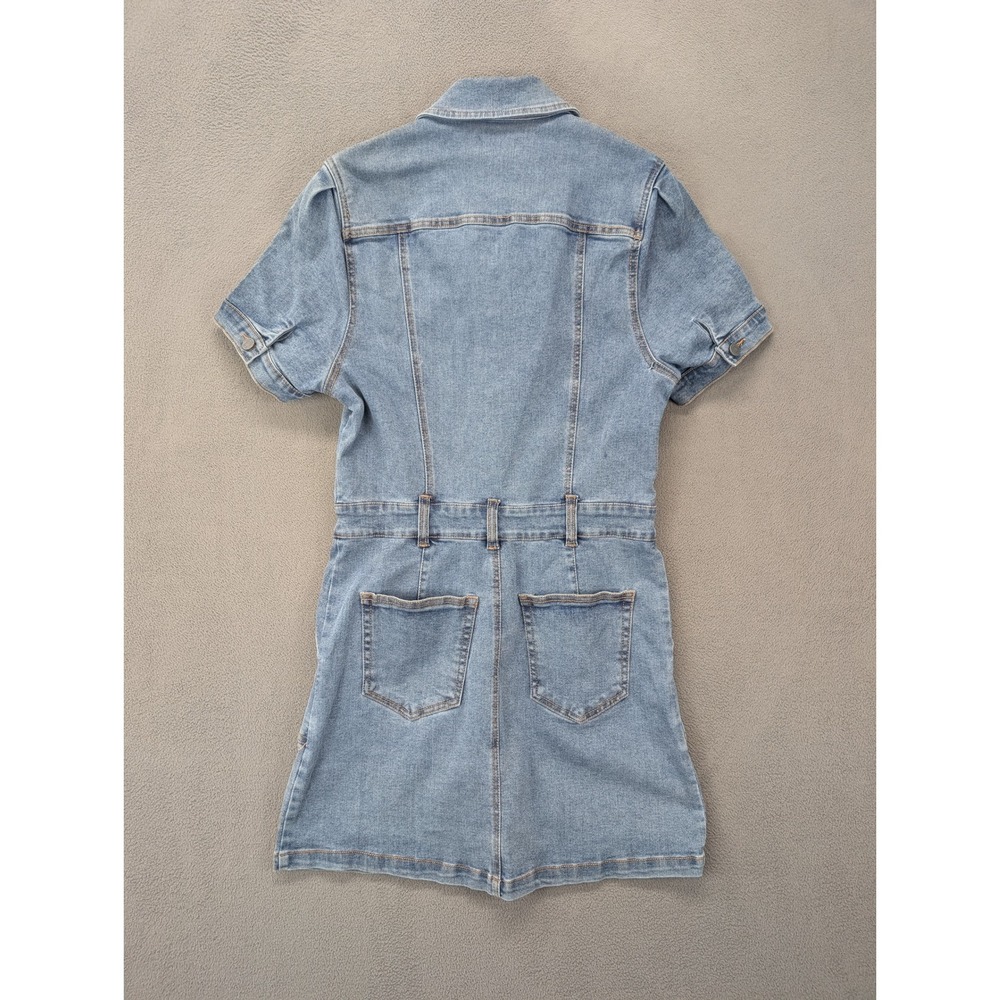 Habitual Denim Shirt Dress Medium Blue Jean Short Sleeve Casual - Picture 6 of 8
